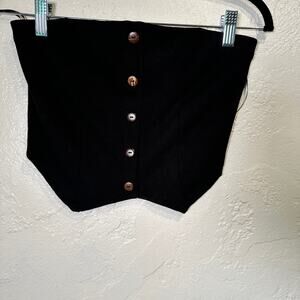 NWT Bozzolo Size Large Black Ribbed Knit Crop Halter Coquette Layering